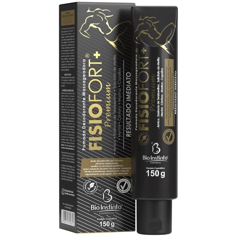 Pomada Massageadora Fisiofort Premium 150g Bio Instinto — embalagem