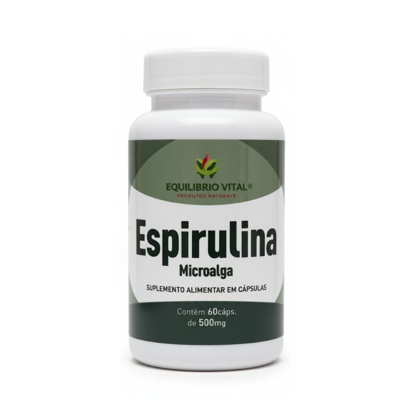 Spirulina 320mg 60 Cápsulas Equilíbrio Vital — embalagem