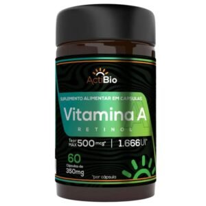 Vitamina A Retinol 60 Cápsulas 500mg 1.666 UI ActiBio — embalagem