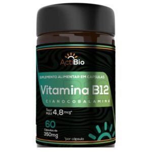 Vitamina B12 Cianocobalamina 60 cápsulas 300mg ActiBio — embalagem