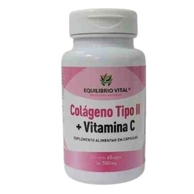 Colageno Tipo 2 Com Vitamina C 60 Cápsulas 500mg Equilibrio — embalagem